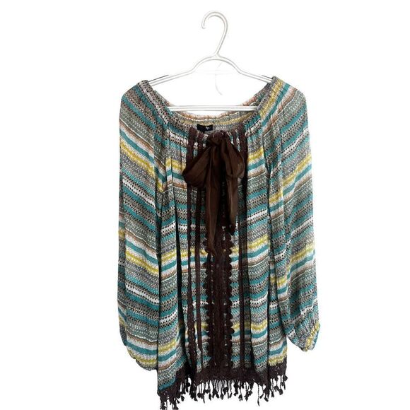 Ryu long sleeved balloon sleeved boho floral cotton floral  embroidered blouse - Picture 2 of 14